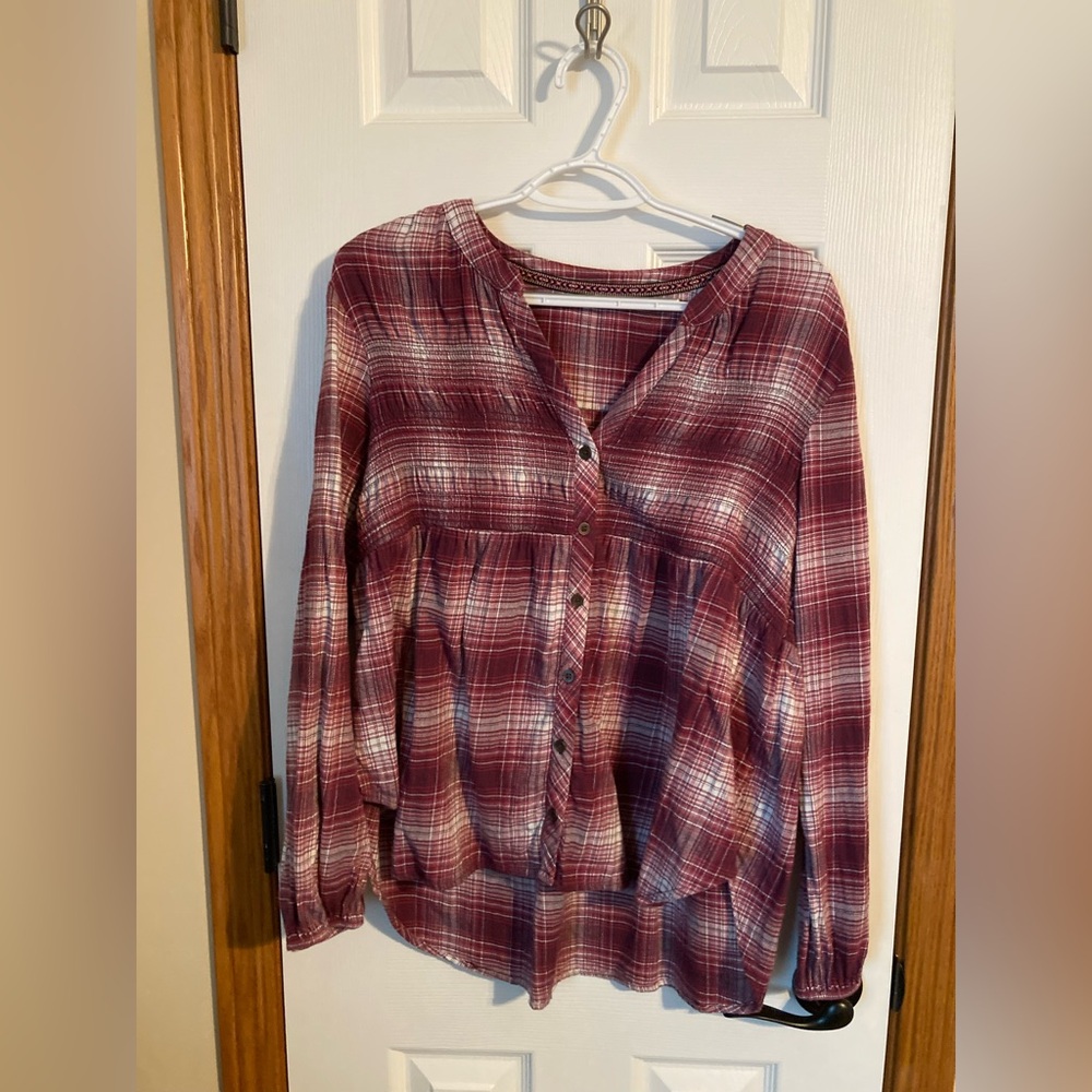 Knox Rose Burgundy Plaid Button-Down Shirt